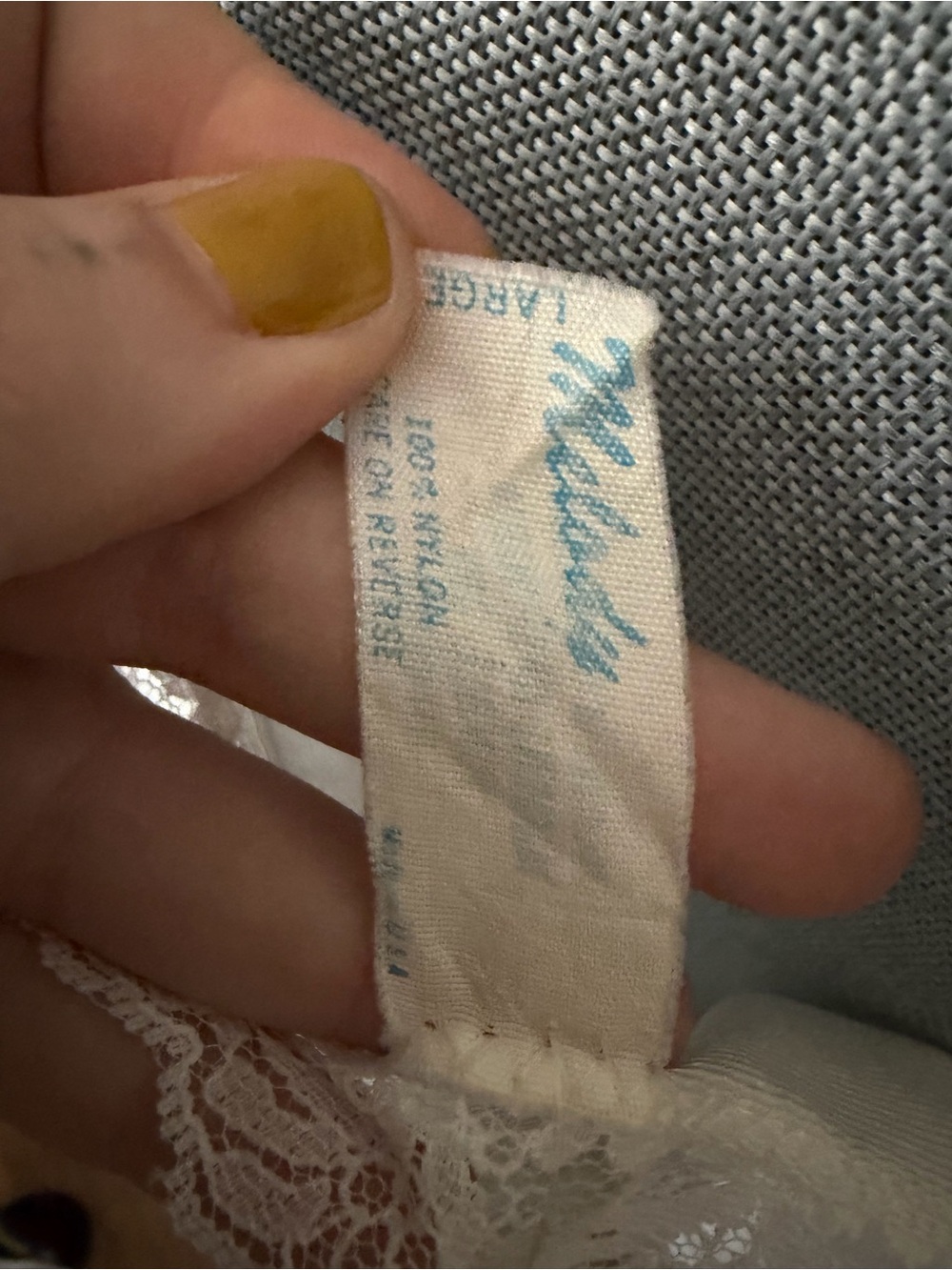 Vintage White Nylon Camisole with Lace Trim and Satin Ribbon - Picture 4 of 7